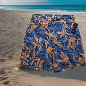Catalina Men's 8" Swim Trunks XL Elastic‎ Waist Mesh Liner Side Pockets Blue